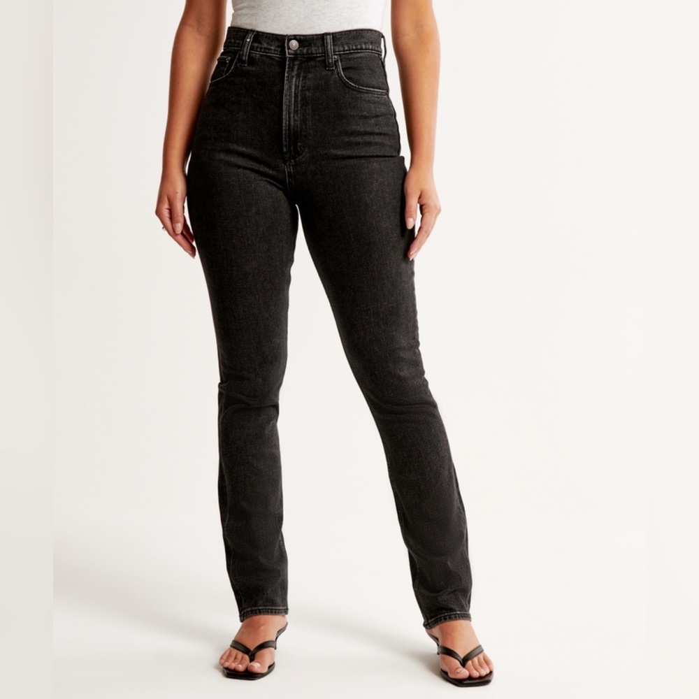 Abercrombie Curve Love Slim Straight Ultra High Rise Size 29 Black